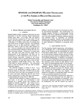 spanam and engspan: machine translation at the pan american