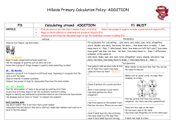 Hillside Primary Calculation Policy: ADDITION