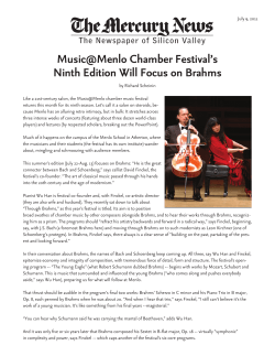 Music@Menlo Chamber Festival`s Ninth Edition Will Focus on Brahms