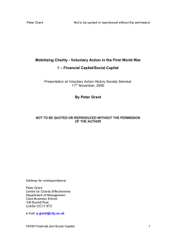 Mobilizing Charity - Voluntary Action in the First World War 1