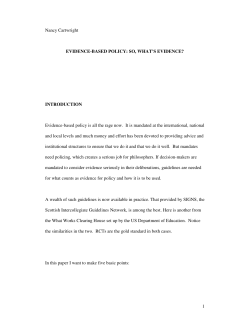 1 Nancy Cartwright EVIDENCE-BASED POLICY: SO, WHAT`S
