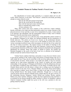 Feminist themes in Taslima Nasrin`s French Lover