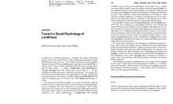 Toward a Social Psychology of Loneliness