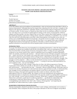 marx and human emancipation - Journal of Student Scholarhip