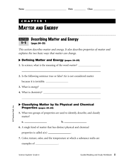 Ch. 1 Matter and Energy