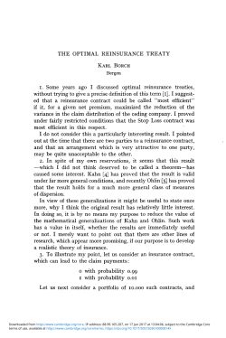 THE OPTIMAL REINSURANCE TREATY 1. Some years ago I