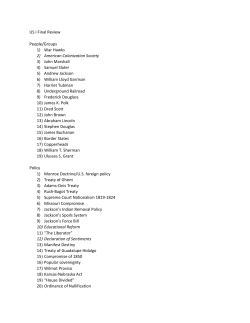 US I Final Review People/Groups 1) War Hawks 2) American