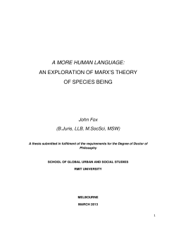 a more human language: an exploration of marx`s theory of species