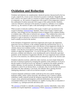 Oxidation and Reduction - Arcor Epoxy Technologies