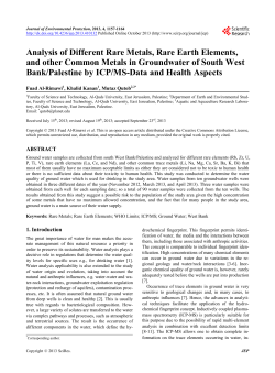 Analysis of Different Rare Metals, Rare Earth Elements