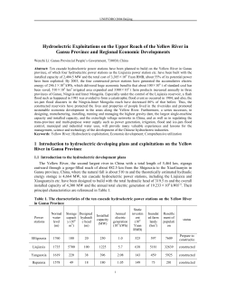 Hydroelectric Exploitations on the Upper Reach of the Yellow River