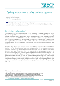Cycling, motor vehicle safety and type approval