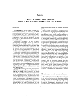 Editorial THE PATH TO FULL EMPLOYMENT