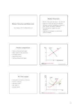 Market Structure and Behaviour Market Structure Perfect competition