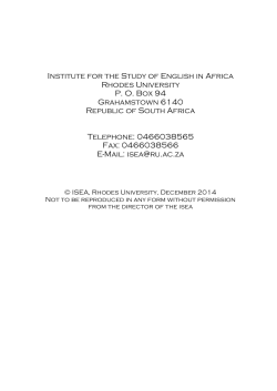ISEA Annual Report - Rhodes University