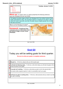 Goal Q3 Today you will be setting goals for third quarter.