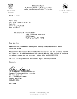 Addendum to Original Licensing Study Report