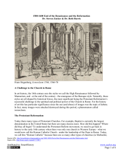1500-1600: End of the Renaissance and the Reformation
