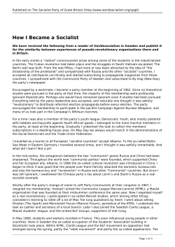 How I Became a Socialist - World Socialist Movement