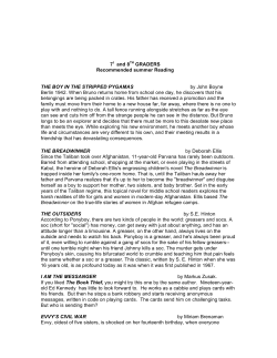 7t and 8TH GRADERS Recommended summer Reading THE BOY