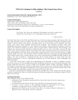 FTVS 612: Seminar in Film Authors: The French New Wave Syllabus