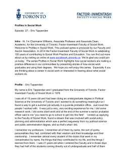 Episode 27 - Factor-Inwentash Faculty of Social Work