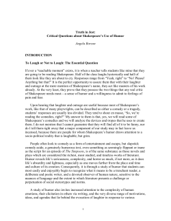 Critical Questions about Shakespeare`s Use of Humor