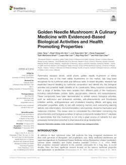 Golden Needle Mushroom: A Culinary Medicine with Evidenced