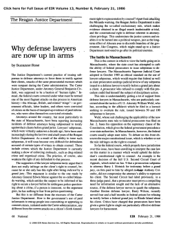 The Reagan Justice Department: Why Defense Lawyers Are Now