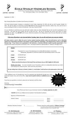 Chocolate Fundraiser 2014 2015 Letter to Parents.pub