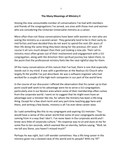 The Many Meanings of Ministry II Among the now uncountable