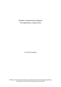 Scholarly communication changing: The implications of open access