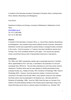 A Checklist of Spionidae of South Africa