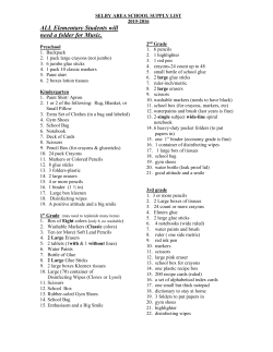 SELBY AREA SCHOOL SUPPLY LIST