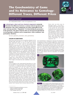 The Geochemistry of Gems and Its Relevance to Gemology
