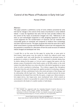 Control of the Means of Production in Early Irish Law1
