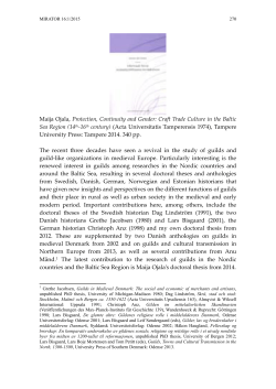 Maija Ojala, Protection, Continuity and Gender: Craft Trade Culture