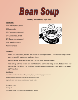 Low Fat/ Low Sodium/ High Fiber 1 Pound dry navy beans 10 Cups