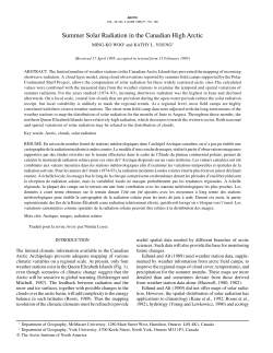 Summer Solar Radiation in the Canadian High Arctic