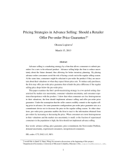 Pricing Strategies in Advance Selling: Should a Retailer Offer Pre