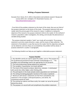 Purpose Statement - Dissertation Recipes