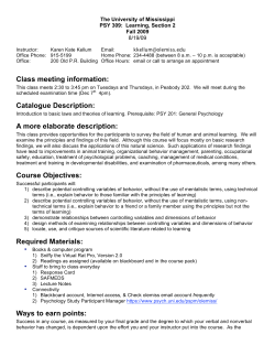 Class meeting information: Catalogue Description: A more elaborate