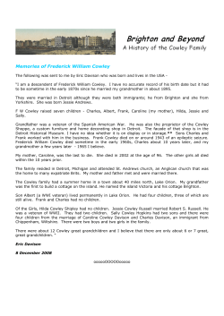Memories of Frederick William Cowley