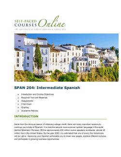 SPAN 204: Intermediate Spanish - Friday Center - UNC