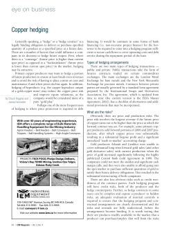 eye on business Copper hedging