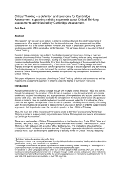 Critical Thinking &ndash; a definition and taxonomy for Cambridge