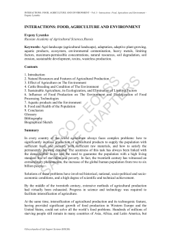 Interactions: Food, Agriculture and Environment