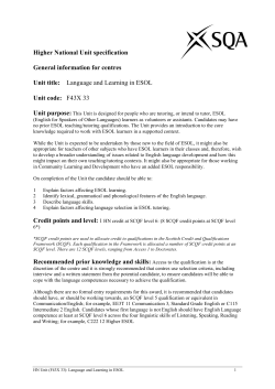Language and Learning in ESOL F43X 33