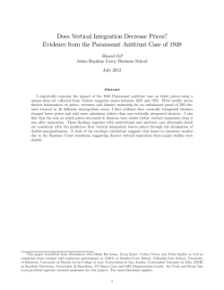 Does Vertical Integration Decrease Prices?