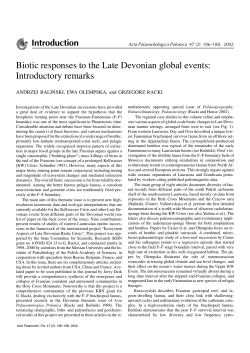 Biotic responses to the Late Devonian global events: Introductory